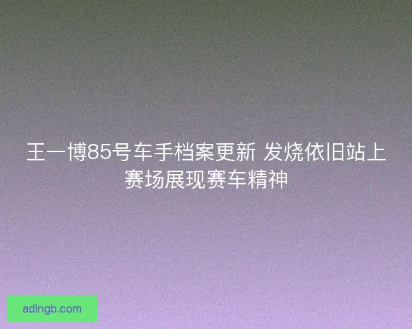 王一博85号车手档案更新 发烧依旧站上赛场展现赛车精神