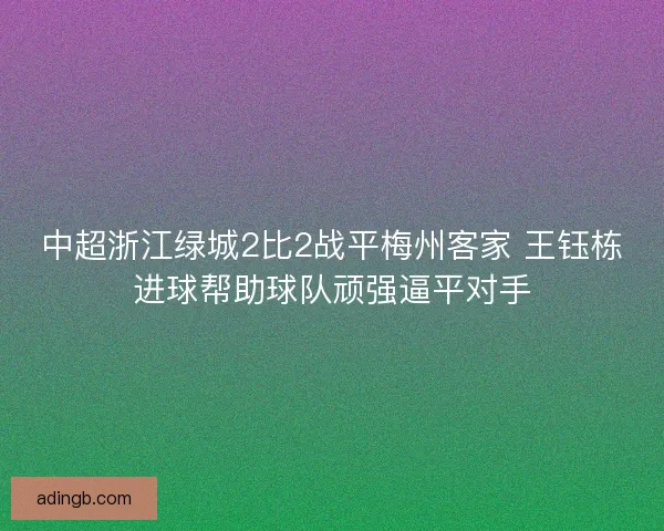 中超浙江绿城2比2战平梅州客家 王钰栋进球帮助球队顽强逼平对手